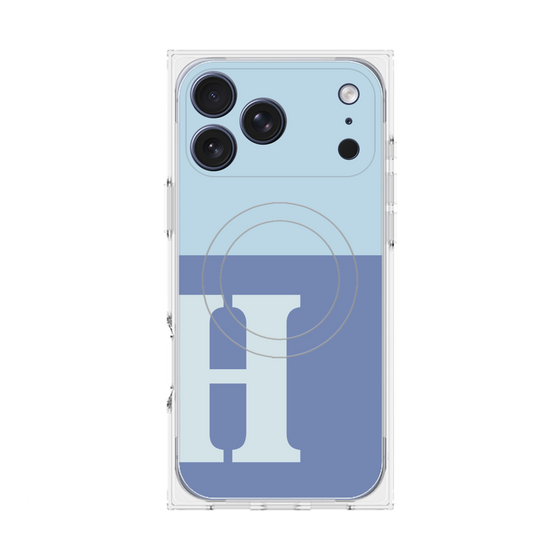 プレミアムスクエアケース with MagSafe［ オリジナル - initial two tone - H blue ］