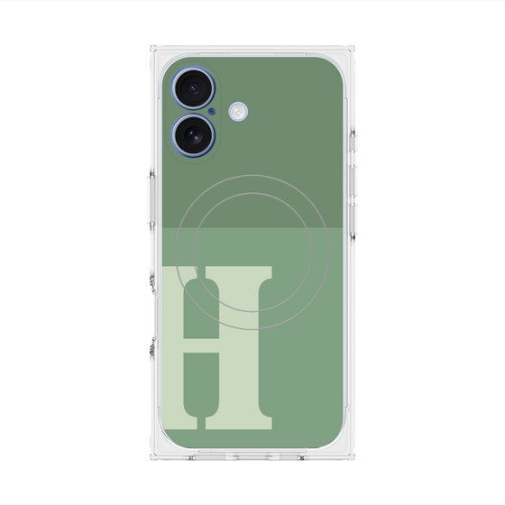 プレミアムスクエアケース with MagSafe［ オリジナル - initial two tone - H green ］