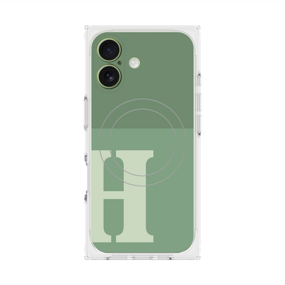 プレミアムスクエアケース with MagSafe［ オリジナル - initial two tone - H green ］
