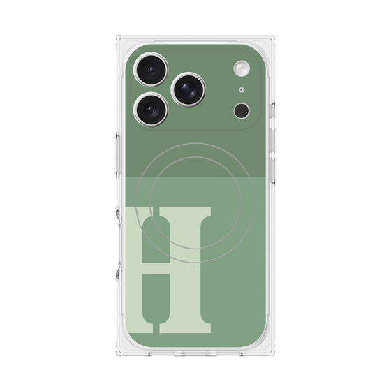 プレミアムスクエアケース with MagSafe［ オリジナル - initial two tone - H green ］