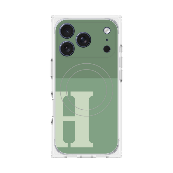 プレミアムスクエアケース with MagSafe［ オリジナル - initial two tone - H green ］