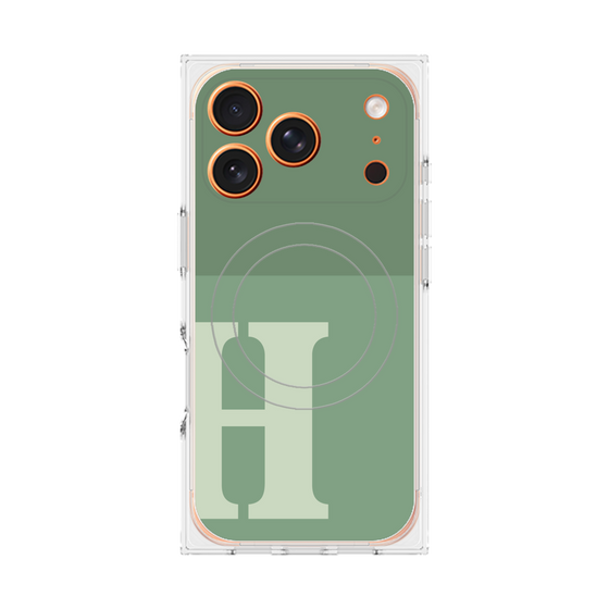 プレミアムスクエアケース with MagSafe［ オリジナル - initial two tone - H green ］