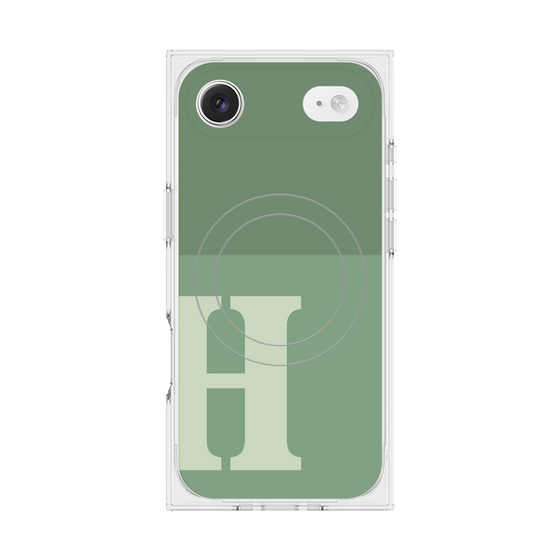プレミアムスクエアケース with MagSafe［ オリジナル - initial two tone - H green ］