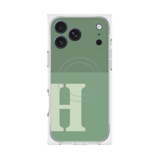 プレミアムスクエアケース with MagSafe［ オリジナル - initial two tone - H green ］
