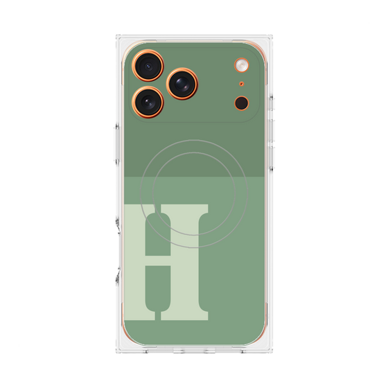 プレミアムスクエアケース with MagSafe［ オリジナル - initial two tone - H green ］