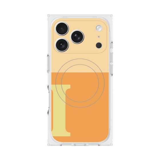 プレミアムスクエアケース with MagSafe［ オリジナル - initial two tone - I orange ］