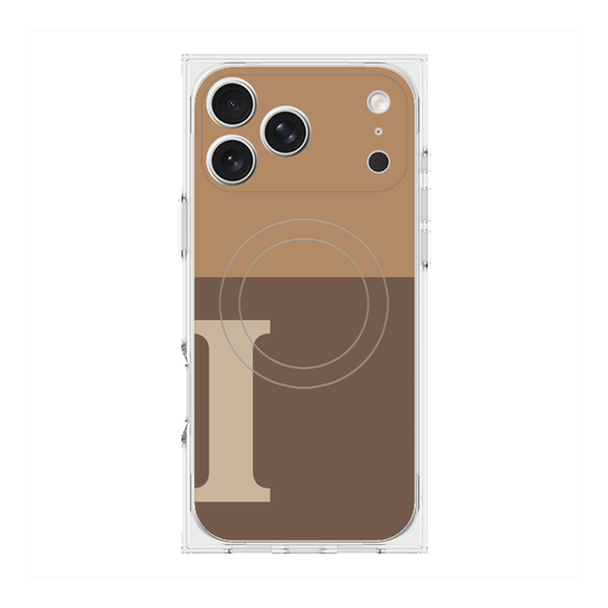 プレミアムスクエアケース with MagSafe［ オリジナル - initial two tone - I brown ］