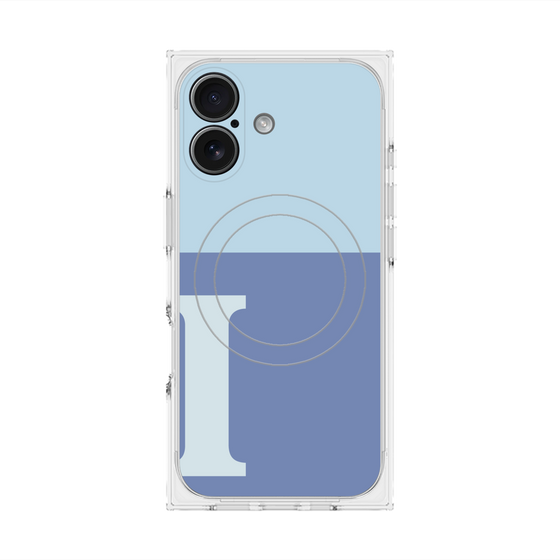 プレミアムスクエアケース with MagSafe［ オリジナル - initial two tone - I blue ］