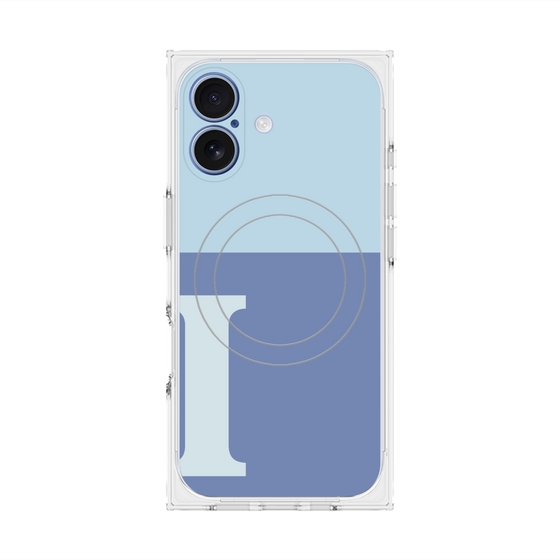 プレミアムスクエアケース with MagSafe［ オリジナル - initial two tone - I blue ］