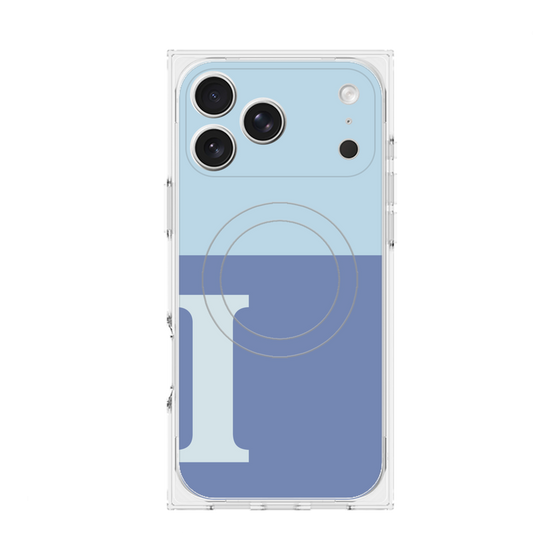 プレミアムスクエアケース with MagSafe［ オリジナル - initial two tone - I blue ］