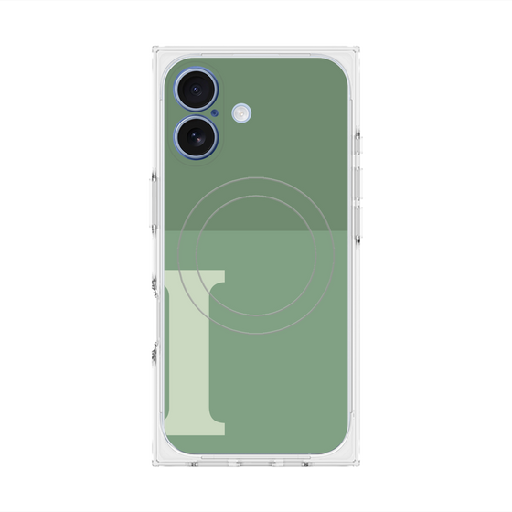 プレミアムスクエアケース with MagSafe［ オリジナル - initial two tone - I green ］
