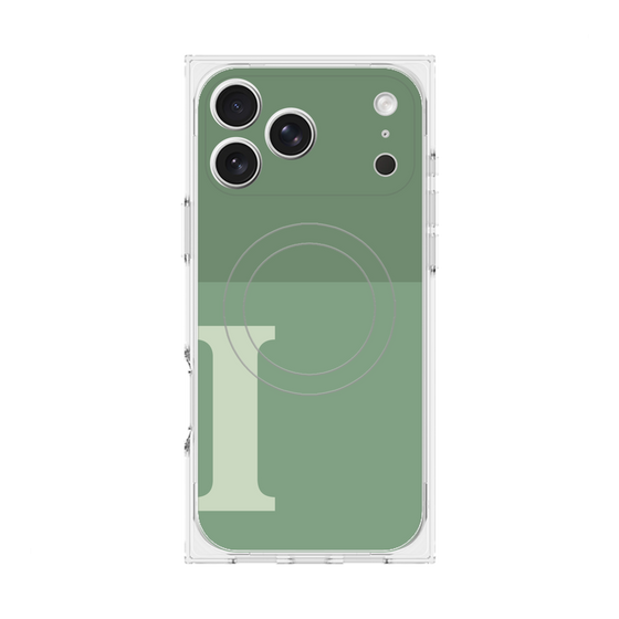 プレミアムスクエアケース with MagSafe［ オリジナル - initial two tone - I green ］