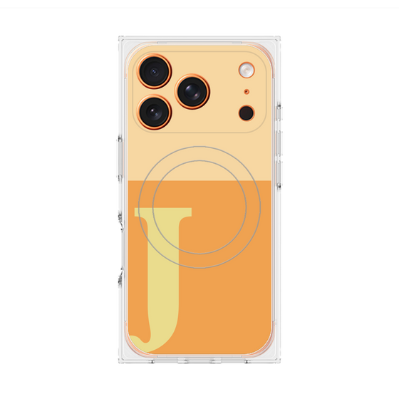 プレミアムスクエアケース with MagSafe［ オリジナル - initial two tone - J orange ］