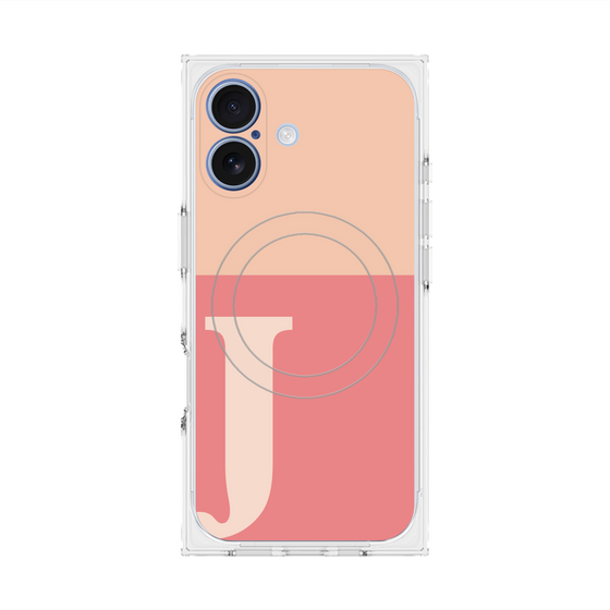 プレミアムスクエアケース with MagSafe［ オリジナル - initial two tone - J pink ］