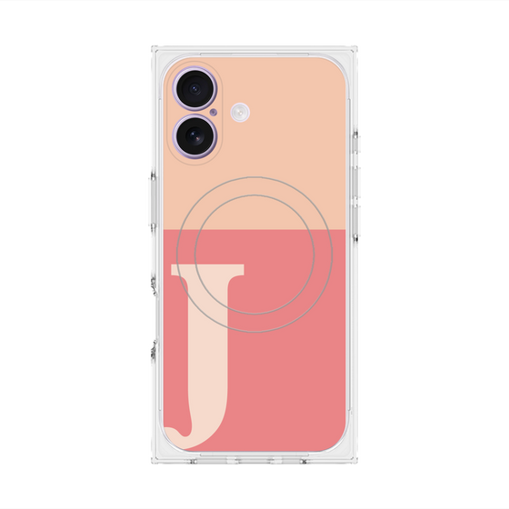 プレミアムスクエアケース with MagSafe［ オリジナル - initial two tone - J pink ］
