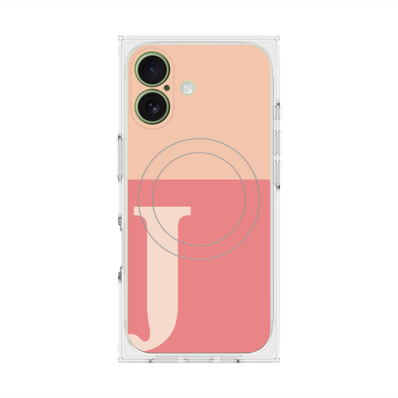 プレミアムスクエアケース with MagSafe［ オリジナル - initial two tone - J pink ］