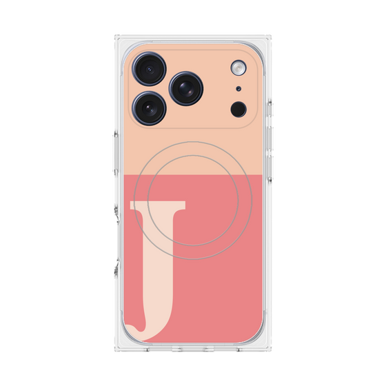プレミアムスクエアケース with MagSafe［ オリジナル - initial two tone - J pink ］