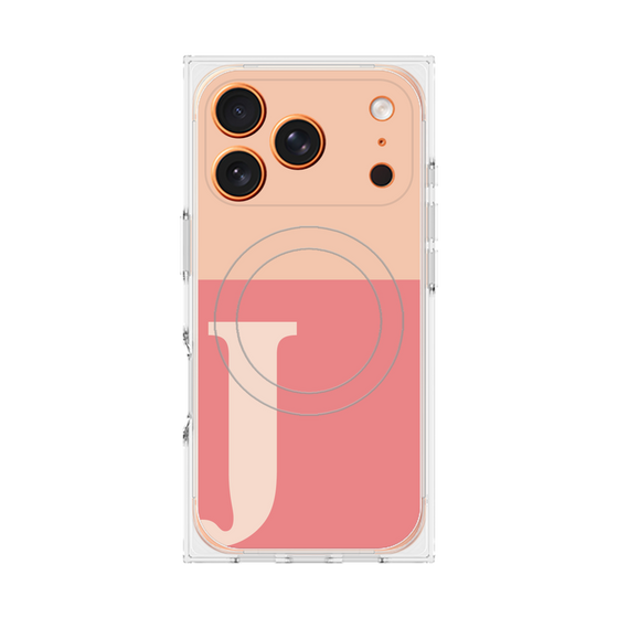 プレミアムスクエアケース with MagSafe［ オリジナル - initial two tone - J pink ］