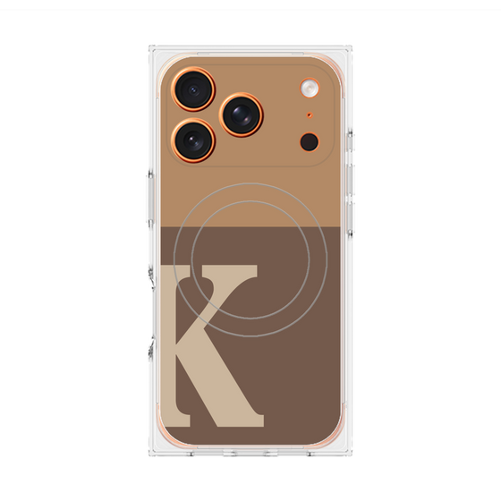 プレミアムスクエアケース with MagSafe［ オリジナル - initial two tone - K brown ］