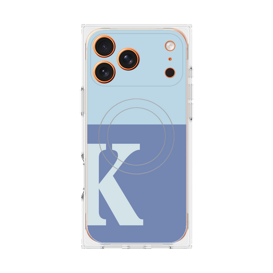 プレミアムスクエアケース with MagSafe［ オリジナル - initial two tone - K blue ］