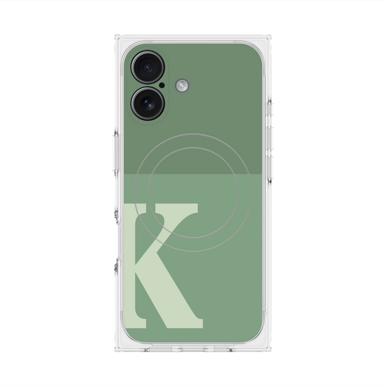 プレミアムスクエアケース with MagSafe［ オリジナル - initial two tone - K green ］