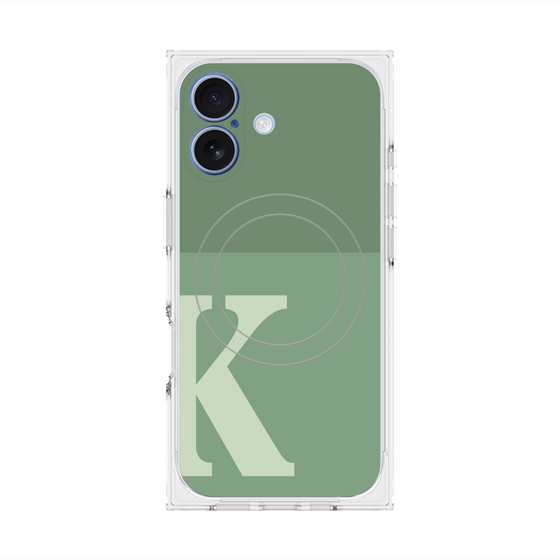 プレミアムスクエアケース with MagSafe［ オリジナル - initial two tone - K green ］