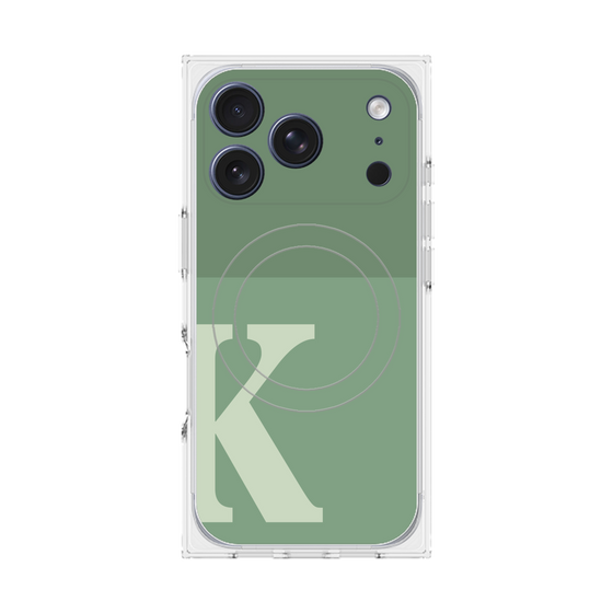 プレミアムスクエアケース with MagSafe［ オリジナル - initial two tone - K green ］