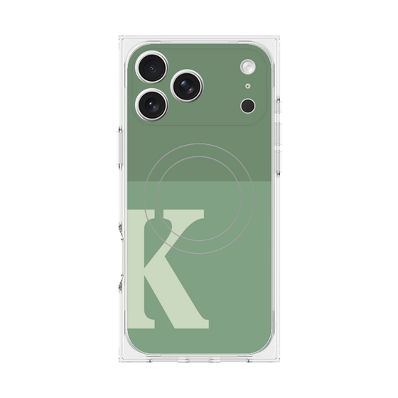 プレミアムスクエアケース with MagSafe［ オリジナル - initial two tone - K green ］