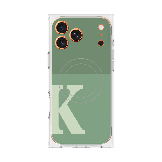 プレミアムスクエアケース with MagSafe［ オリジナル - initial two tone - K green ］