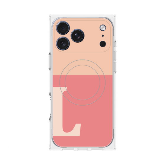 プレミアムスクエアケース with MagSafe［ オリジナル - initial two tone - L pink ］