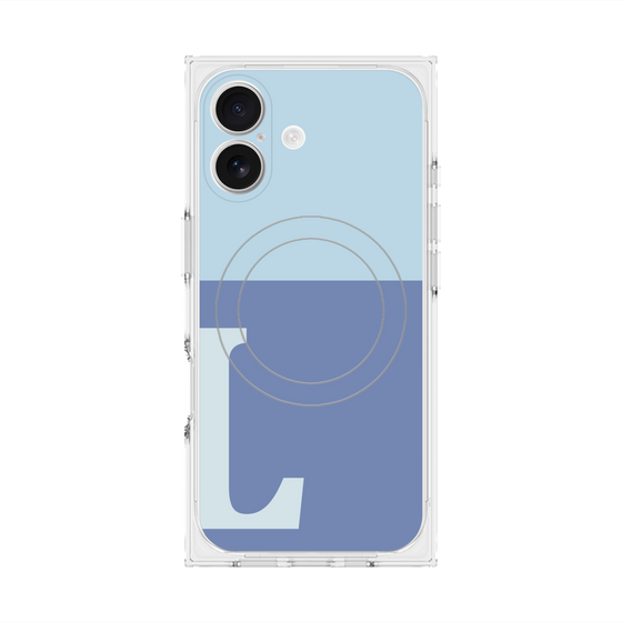 プレミアムスクエアケース with MagSafe［ オリジナル - initial two tone - L blue ］
