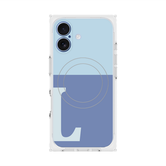 プレミアムスクエアケース with MagSafe［ オリジナル - initial two tone - L blue ］