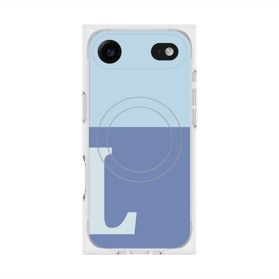 プレミアムスクエアケース with MagSafe［ オリジナル - initial two tone - L blue ］