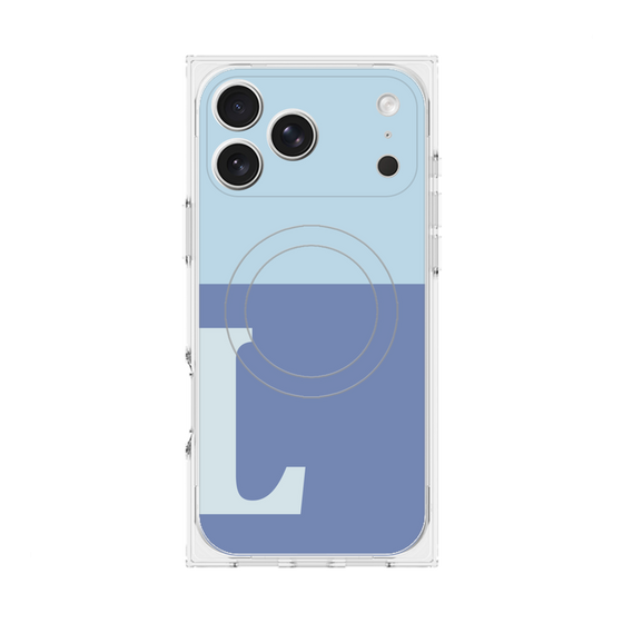 プレミアムスクエアケース with MagSafe［ オリジナル - initial two tone - L blue ］