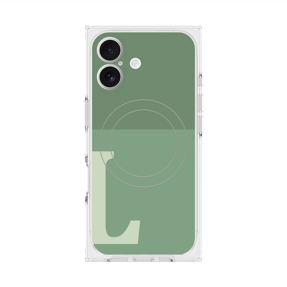 プレミアムスクエアケース with MagSafe［ オリジナル - initial two tone - L green ］