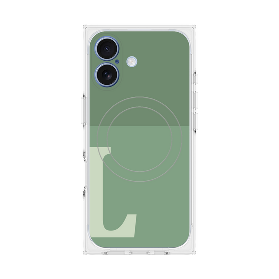 プレミアムスクエアケース with MagSafe［ オリジナル - initial two tone - L green ］