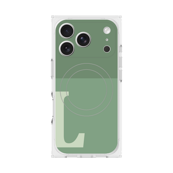 プレミアムスクエアケース with MagSafe［ オリジナル - initial two tone - L green ］