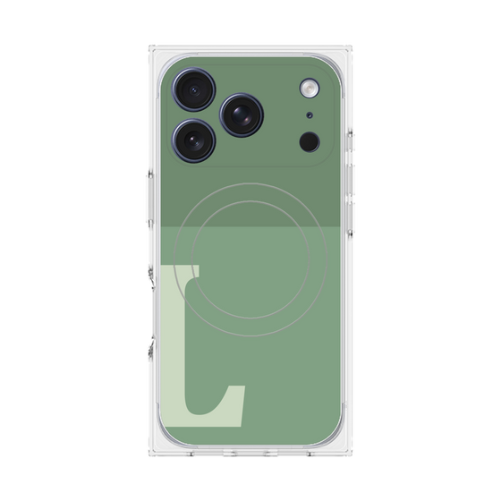 プレミアムスクエアケース with MagSafe［ オリジナル - initial two tone - L green ］