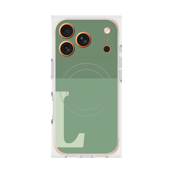 プレミアムスクエアケース with MagSafe［ オリジナル - initial two tone - L green ］