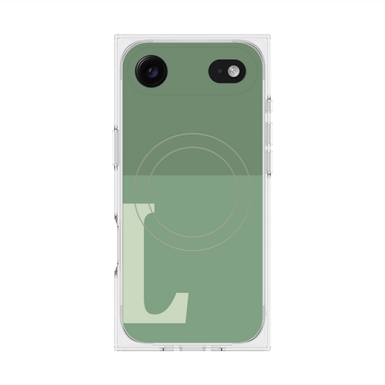 プレミアムスクエアケース with MagSafe［ オリジナル - initial two tone - L green ］
