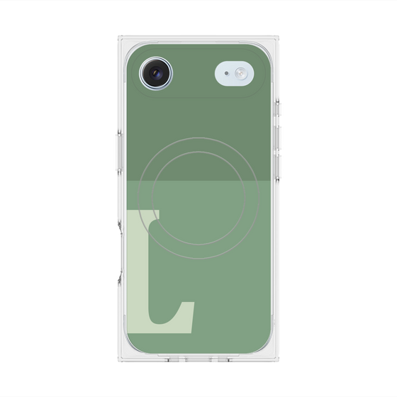 プレミアムスクエアケース with MagSafe［ オリジナル - initial two tone - L green ］