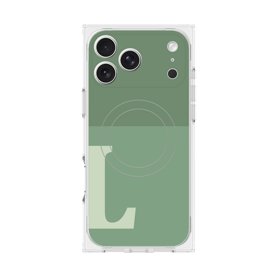 プレミアムスクエアケース with MagSafe［ オリジナル - initial two tone - L green ］