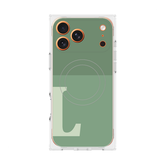 プレミアムスクエアケース with MagSafe［ オリジナル - initial two tone - L green ］