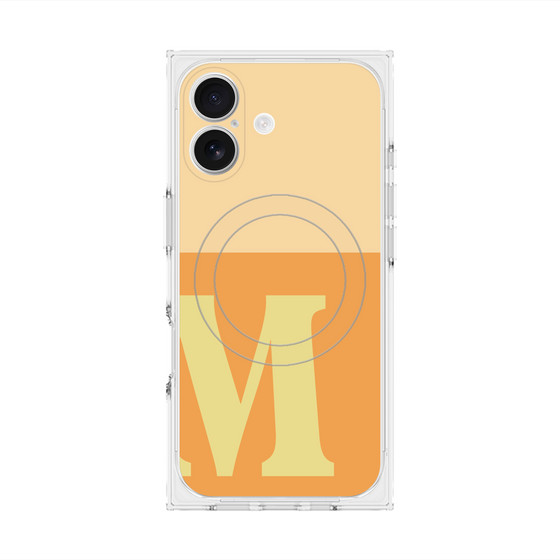 プレミアムスクエアケース with MagSafe［ オリジナル - initial two tone - M orange ］