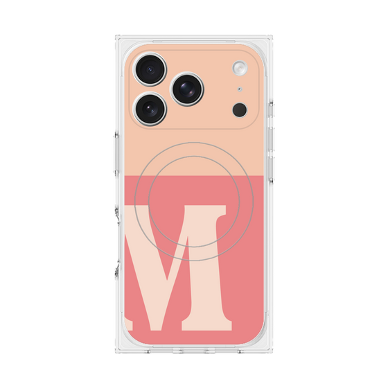 プレミアムスクエアケース with MagSafe［ オリジナル - initial two tone - M pink ］
