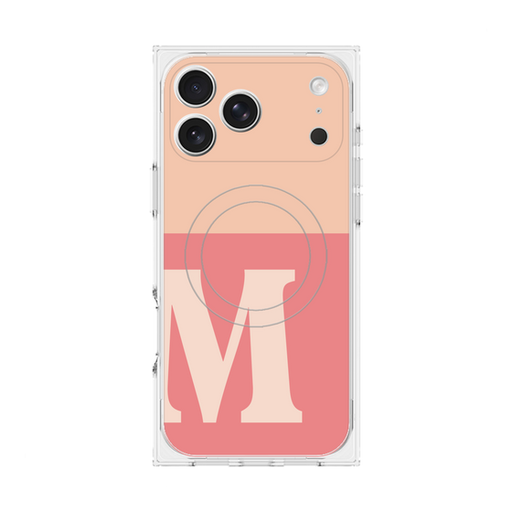 プレミアムスクエアケース with MagSafe［ オリジナル - initial two tone - M pink ］