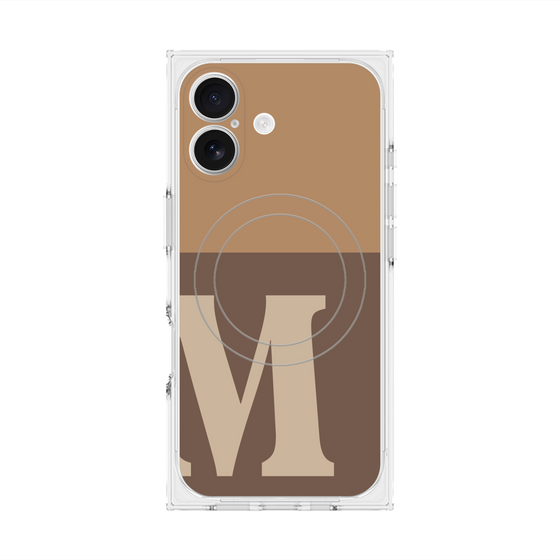 プレミアムスクエアケース with MagSafe［ オリジナル - initial two tone - M brown ］