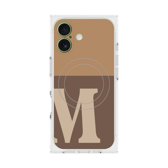 プレミアムスクエアケース with MagSafe［ オリジナル - initial two tone - M brown ］