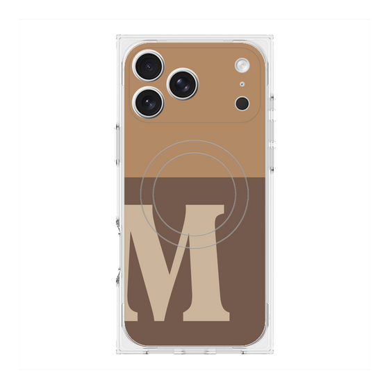 プレミアムスクエアケース with MagSafe［ オリジナル - initial two tone - M brown ］