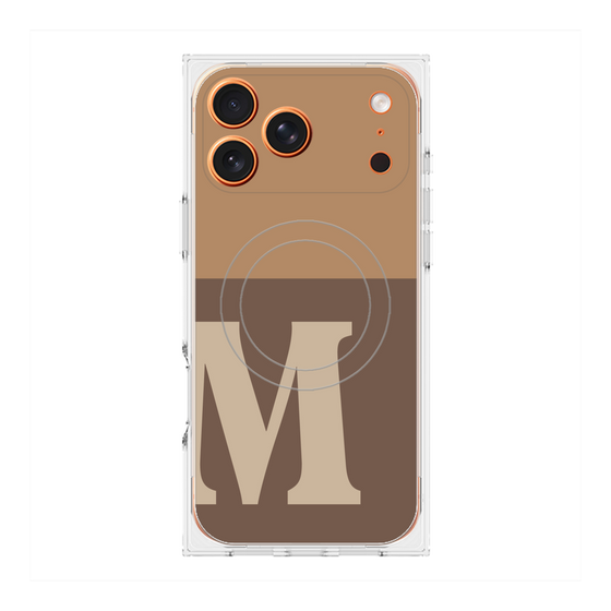 プレミアムスクエアケース with MagSafe［ オリジナル - initial two tone - M brown ］